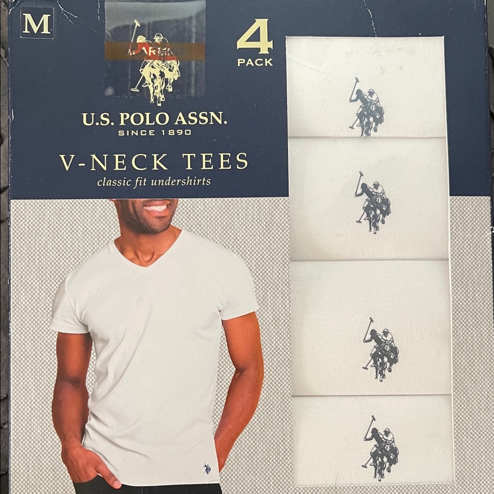 U.S. Polo Assn. Classic White V-Neck Tees - 4 Pack